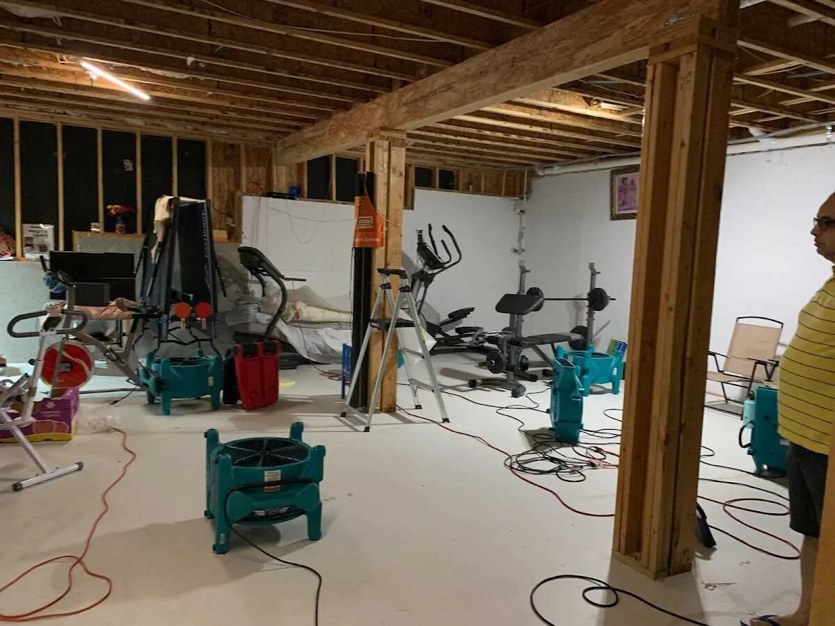 Basement drying equipment setup for Odor Removal & Deodorization in Volney
