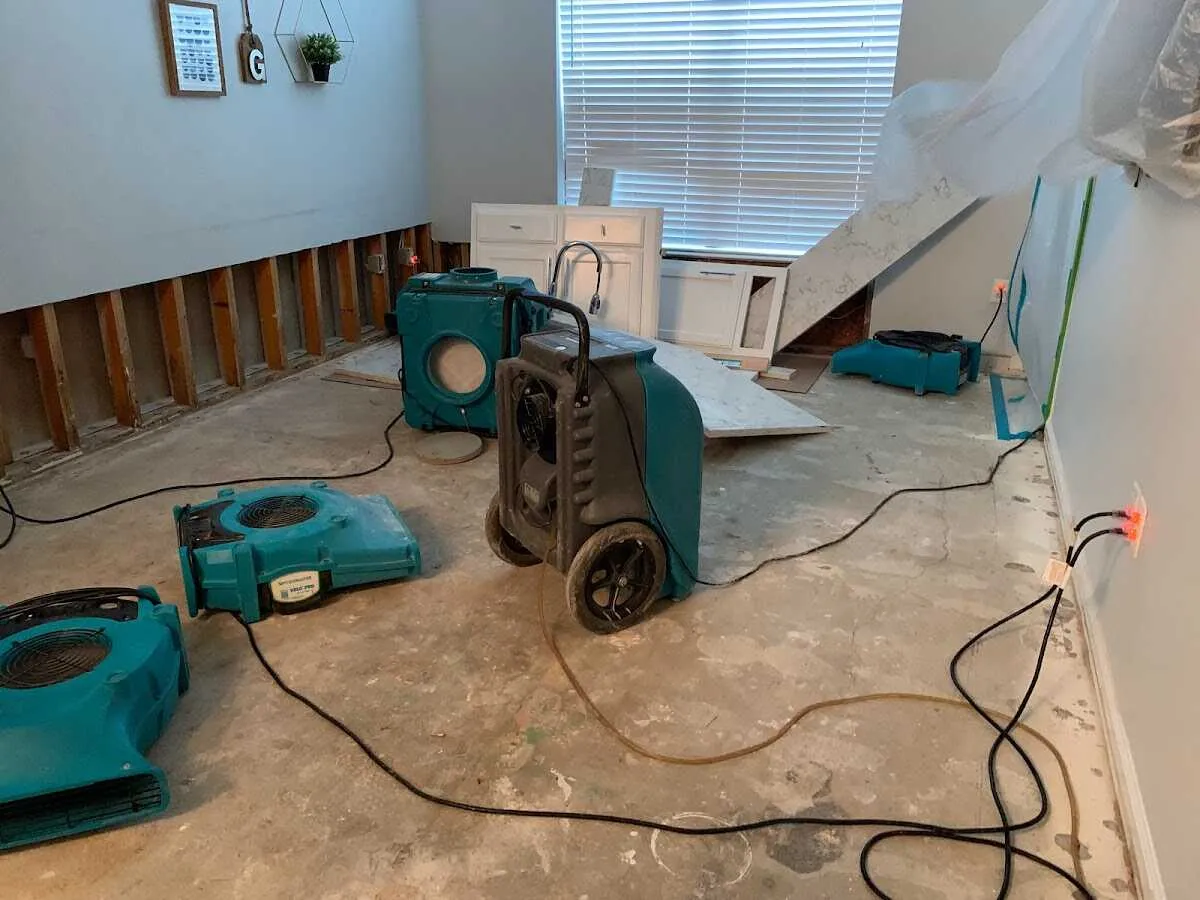 Dehumidifier in flood-cut room for Water Extraction & Removal in Volney